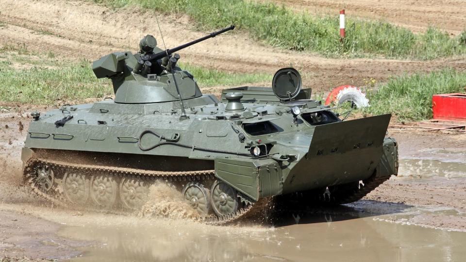 mt lbm 6mb2 infantry fighting vehicle at bronnitsy test range with 30 millimeter cannon turret