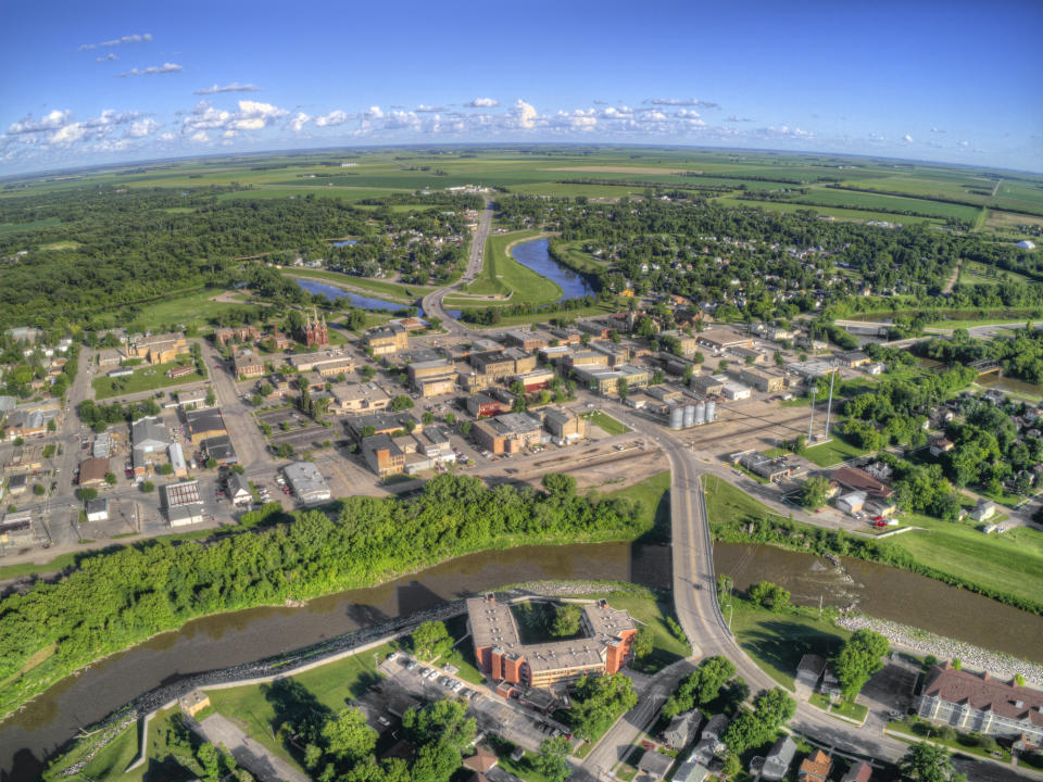 aerial view of a town