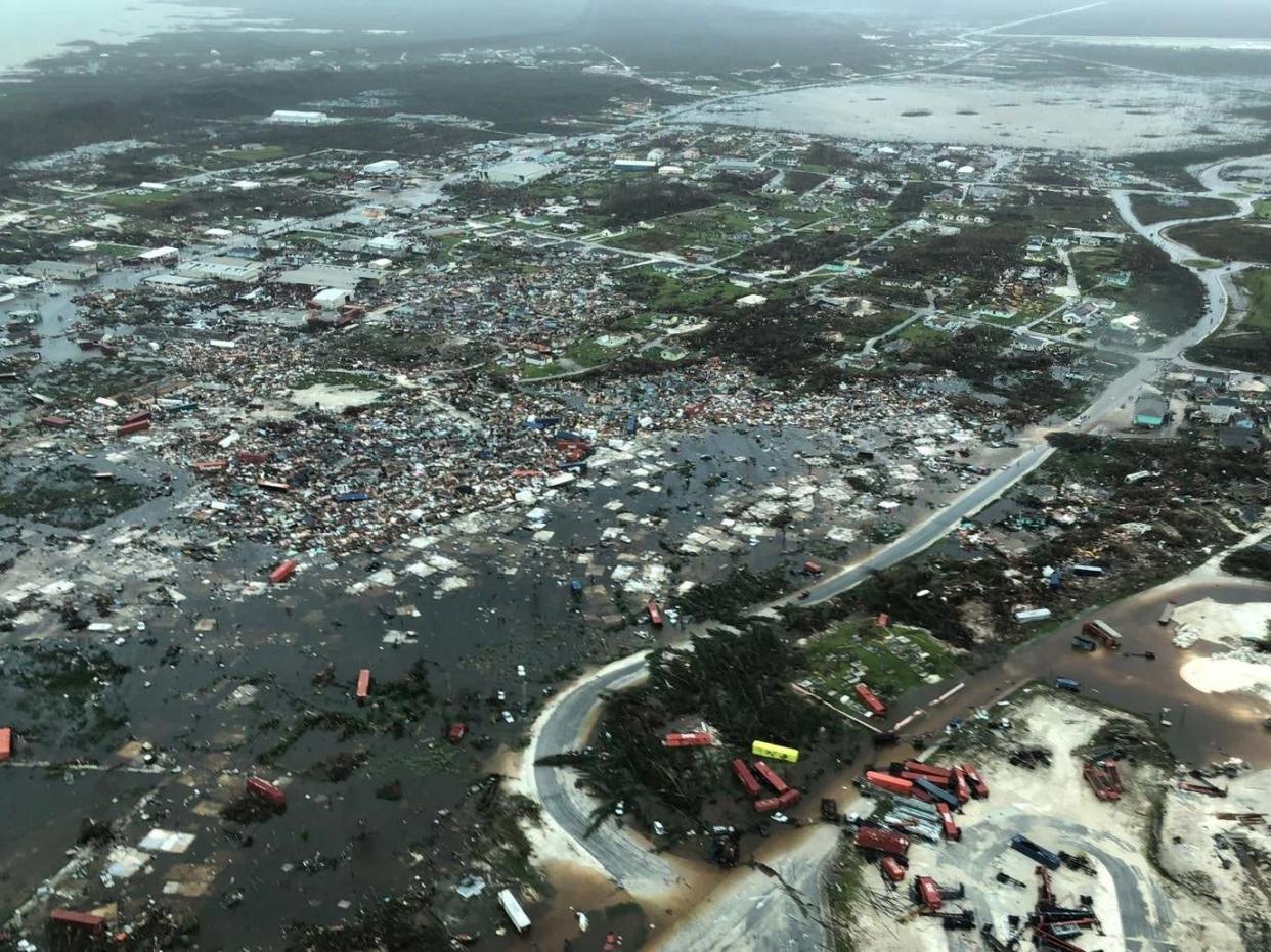 An aerial view shows devastation after hurricane Dorian hit the Abaco Islands in the Bahamas: Michelle Cove/Trans Island Airways/via REUTERS