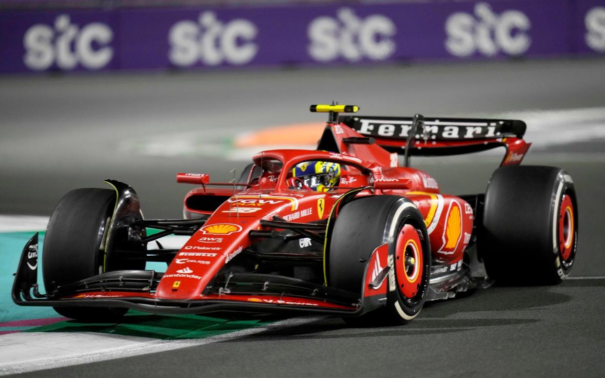 Ferrari driver Oliver Bearman of Britain steers his car during the Formula One Saudi Arabian Grand Prix at the Jeddah Corniche Circuit, in Jedda, Saudi Arabia, Saturday, March 9, 2024