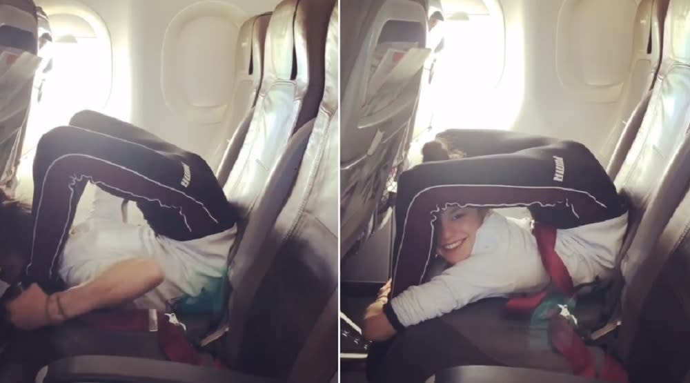 Una gimnasta sorprendió durante un vuelo. Foto: Instagram.com/stefaniemillinger