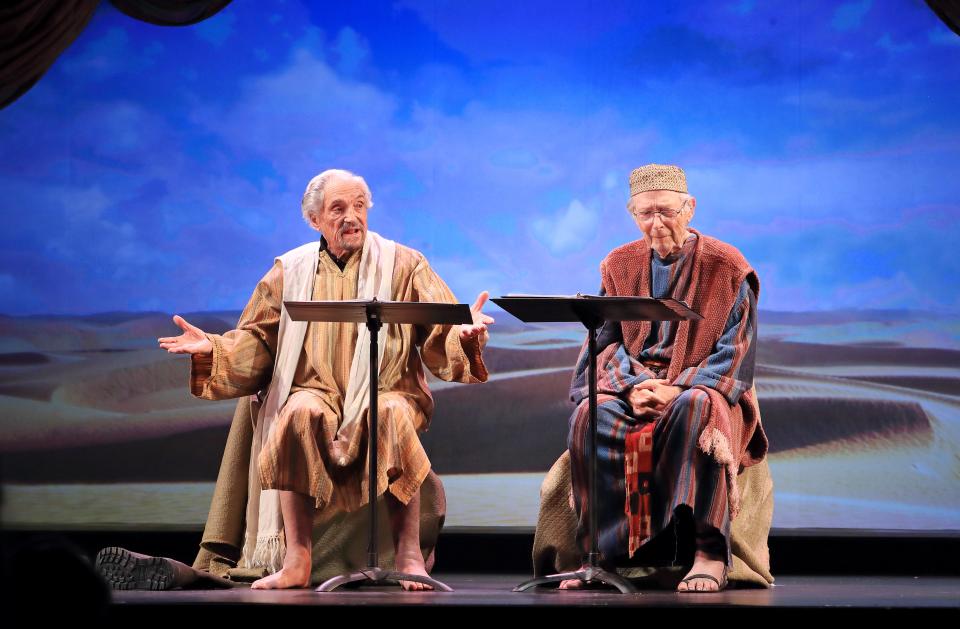 Former "Barney Miller" star Hal Linden, left, performs with former "Love Boat" star Bernie Kopell in the play "Two Jews Talking" in 2022 at Flat Rock Playhouse.