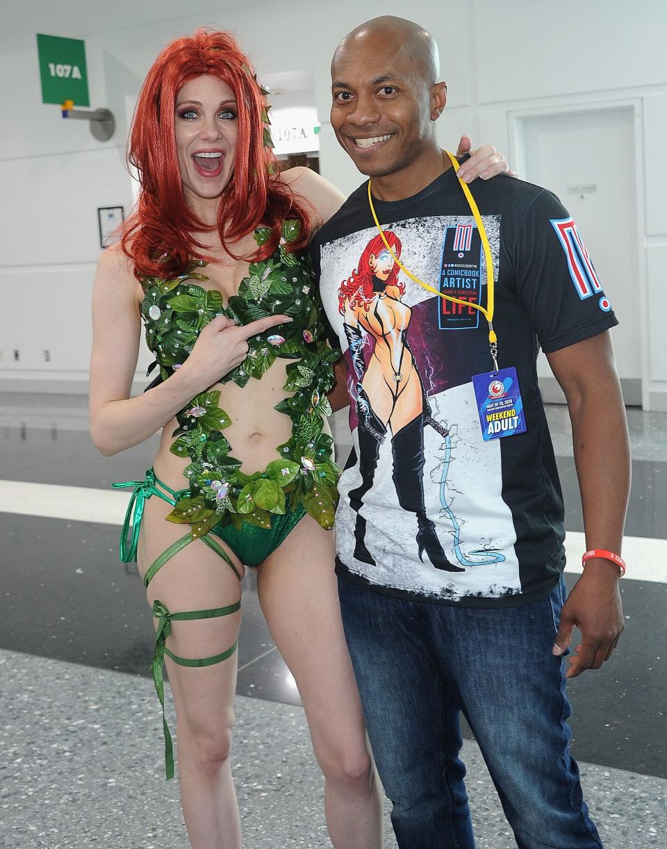 Maitland Ward poses in a Poison Ivy outfit