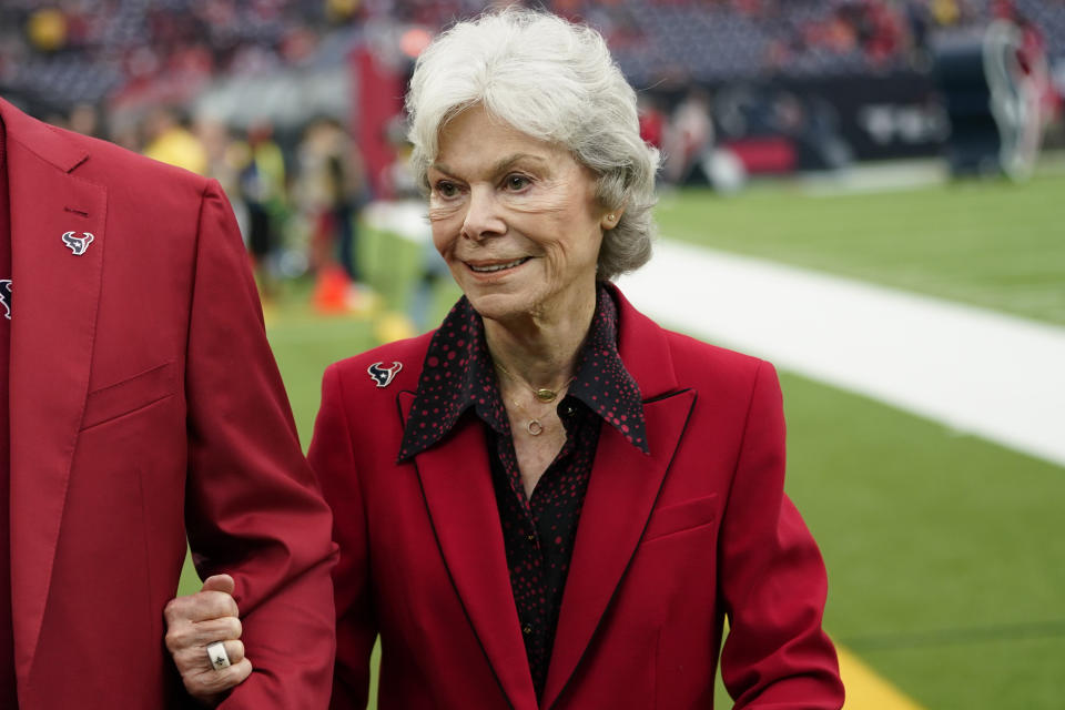 Houston Texans owner Janice McNair prior to an NFL football game between the Houston Texans and the Denver Broncos Sunday, Dec. 8, 2019, in Houston. (AP Photo/David J. Phillip)