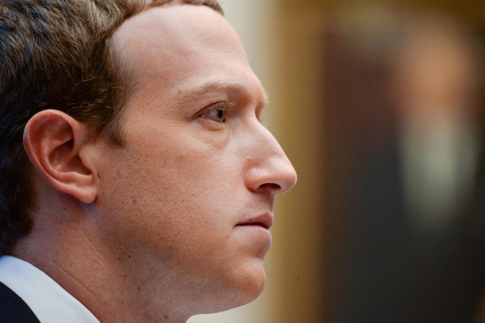 Facebook-voorzitter en CEO Mark Zuckerberg getuigt tijdens een hoorzitting van de House Financial Services Committee in Washington, VS, 23 oktober 2019. REUTERS/Erin Scott