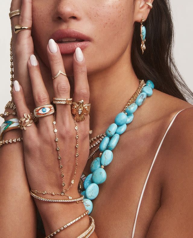 <p>Crystals, evil eyes, body chains, marijuana leaf designs and precious amulets... Jacquie Aiche's jewellery is Los Angeles all over, and we are obsessed.</p><p><a class="link " href="https://www.matchesfashion.com/womens/designers/jacquie-aiche" rel="nofollow noopener" target="_blank" data-ylk="slk:SHOP JACQUIE AICHE NOW;elm:context_link;itc:0;sec:content-canvas">SHOP JACQUIE AICHE NOW</a></p><p><a href="https://www.instagram.com/p/CeleAG9MbJb/" rel="nofollow noopener" target="_blank" data-ylk="slk:See the original post on Instagram;elm:context_link;itc:0;sec:content-canvas" class="link ">See the original post on Instagram</a></p>