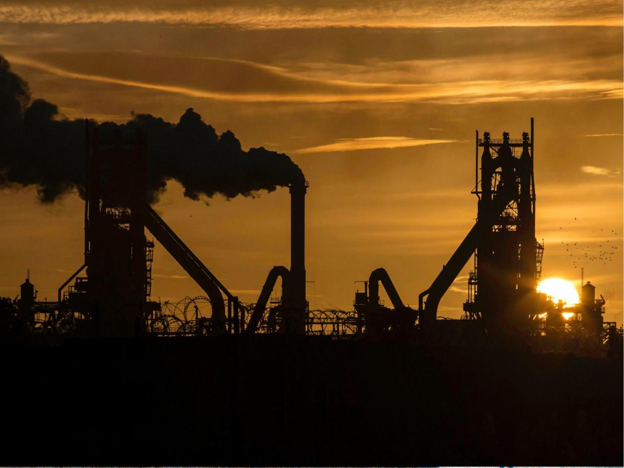 A British steel plant in north Lincolnshire, England. A new report detailing the devastating effects of increased carbon emissions on climate change may do more damage as a leaked report: LINDSEY PARNABY/AFP/Getty Images