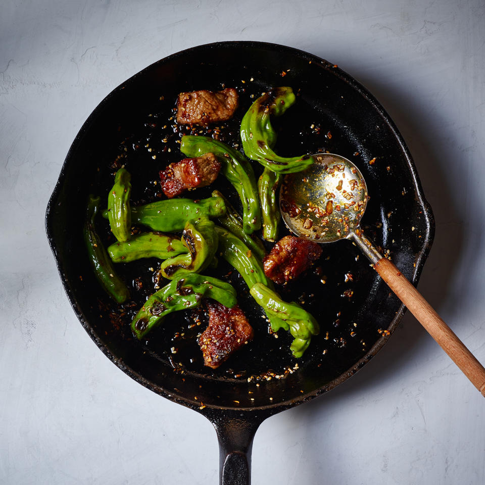 Wok-Seared Steak Majong with Shishito Peppers