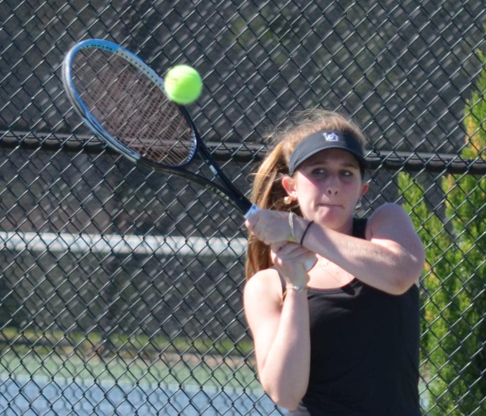 West Ottawa's Danielle Lebster won the No. 2 singles flight title to lead the Panthers to the OK Red Conference title.