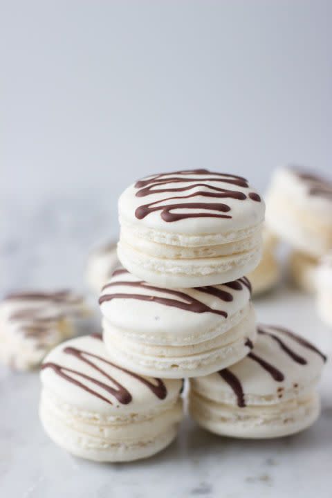 <p>Irish flavors get a French twist in these crunchy, cream-filled bites. </p><p><a href="https://aclassictwist.com/irish-cream-macarons/" rel="nofollow noopener" target="_blank" data-ylk="slk:Get the recipe from A Classic Twist »;elm:context_link;itc:0;sec:content-canvas" class="link "><em>Get the recipe from A Classic Twist »</em></a></p>