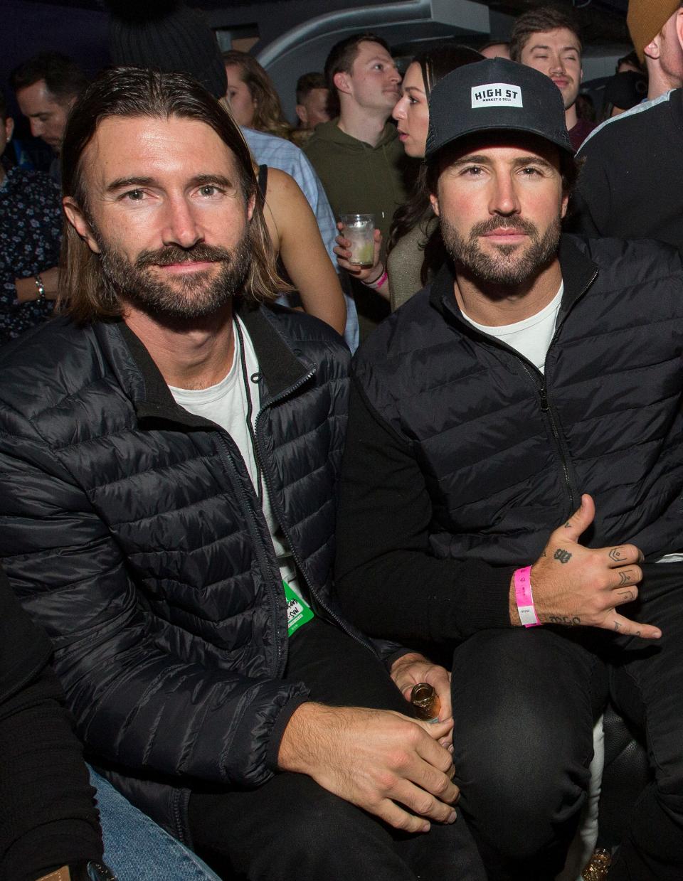 Brandon Jenner, pictured left, with brother Brody Jenner is expecting his fourth child and third with wife Cayley.