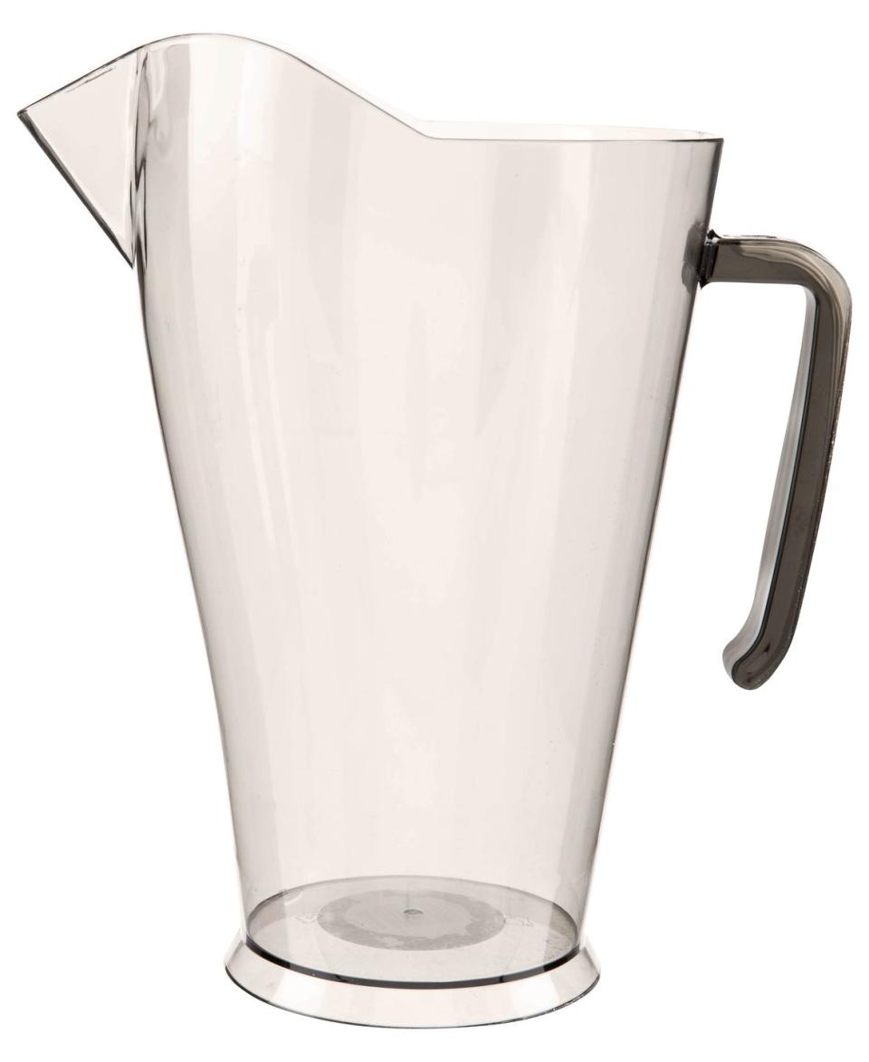 <p>Serve up a summer tipple with this purse-friendly pouring jug. Part of Poundland's dining range, it's perfect for entertaining when the weather warms up. </p><p><a class="link " href="https://www.poundland.co.uk/store-finder/" rel="nofollow noopener" target="_blank" data-ylk="slk:FIND NEAREST STORE;elm:context_link;itc:0;sec:content-canvas">FIND NEAREST STORE</a></p>