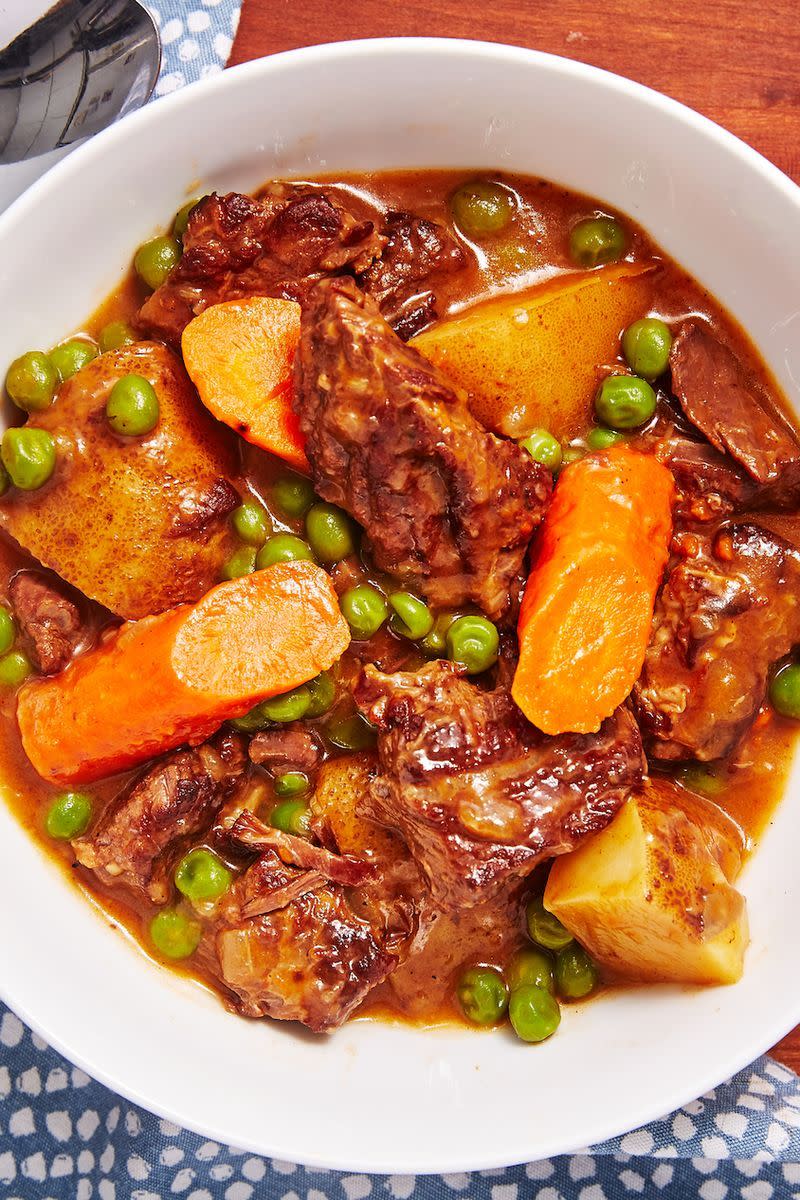 <p>There's no need to wait for a large piece of stew meat to tenderise for hours when your Instant Pot can do it in 25 minutes. This is a warm, comforting bowl of hearty <a href="https://www.delish.com/uk/cooking/recipes/g28844124/slow-cooker-beef-stew/" rel="nofollow noopener" target="_blank" data-ylk="slk:beef stew;elm:context_link;itc:0;sec:content-canvas" class="link ">beef stew</a> with very little effort and in a fraction of the time. It's exactly what you need an a cold winter's night!</p><p>Get the <a href="https://www.delish.com/uk/cooking/recipes/a31110477/instant-pot-beef-stew-recipe/" rel="nofollow noopener" target="_blank" data-ylk="slk:Instant Pot Beef Stew;elm:context_link;itc:0;sec:content-canvas" class="link ">Instant Pot Beef Stew</a> recipe.</p>