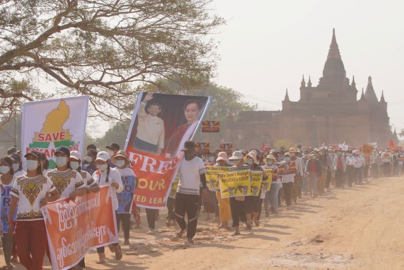 Rally against the military coup in Bagan