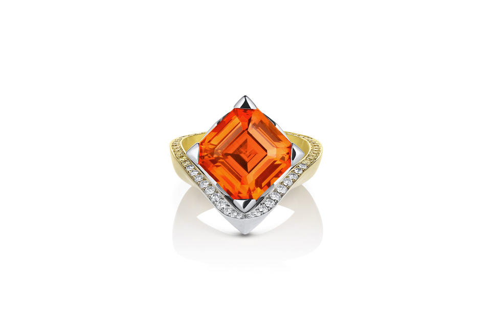 Adam Neeley's orange sapphire gold ring