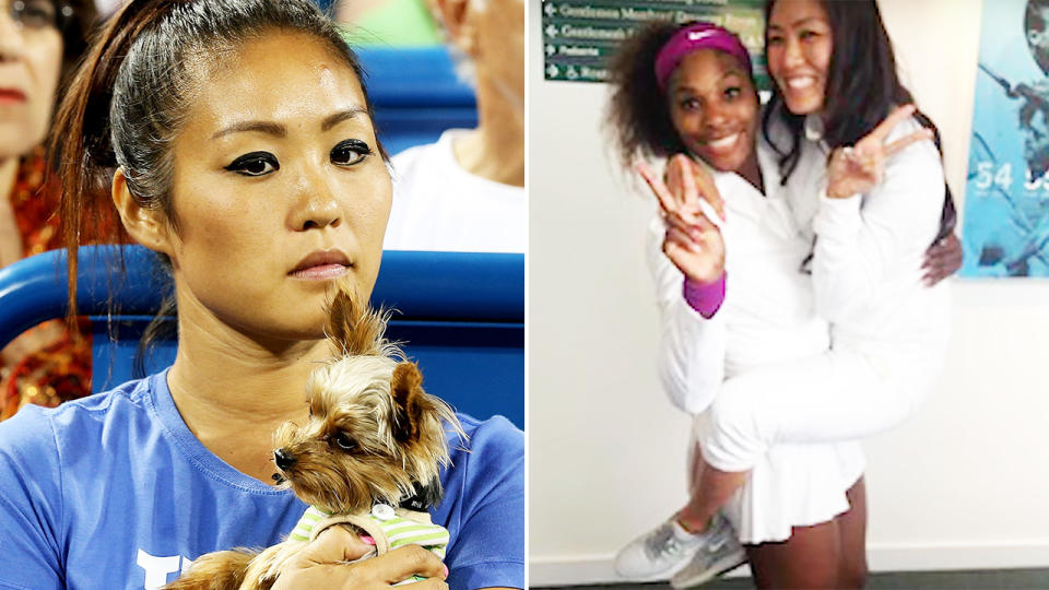 Serena Williams, pictured here with physio Esther Lee.