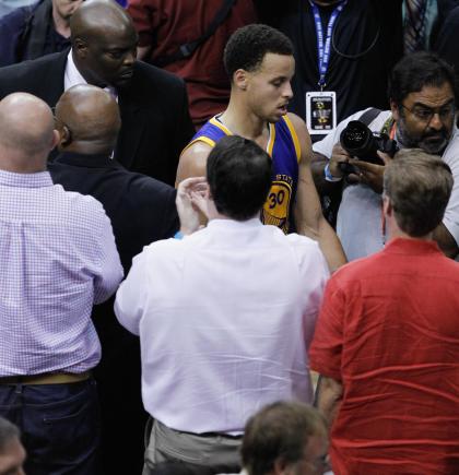 Curry looked dazed as he walked off the court. (Getty Images)