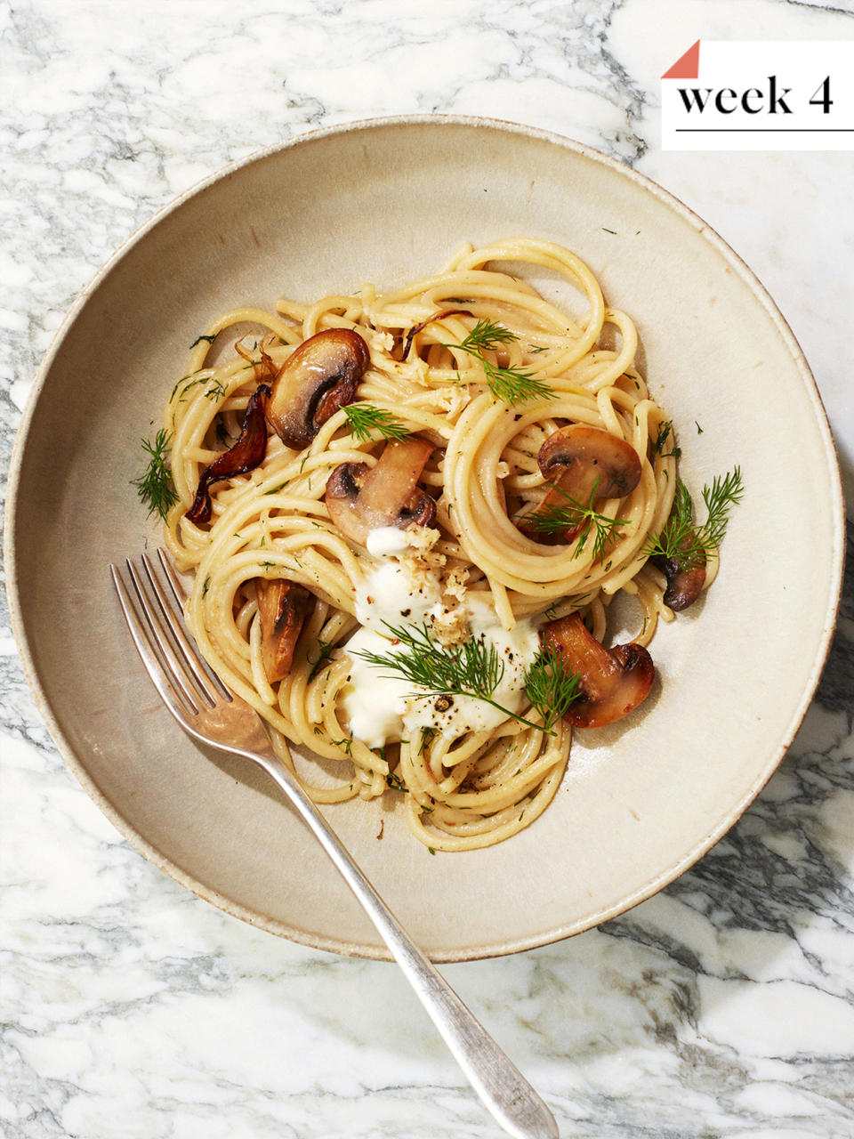 Pasta with Mushrooms, Dill, and Creme Fraiche