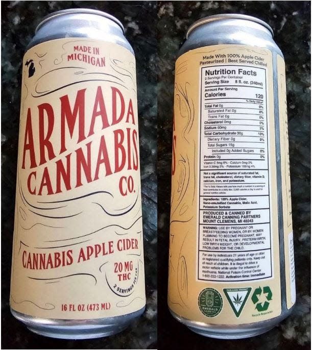 Michigan's Cannabis Regulatory Agency said it is recalling a batch of a cannabis-infused apple cider after receiving reports of the cans swelling and bursting, the agency said on Wednesday, Nov. 8, 2023.