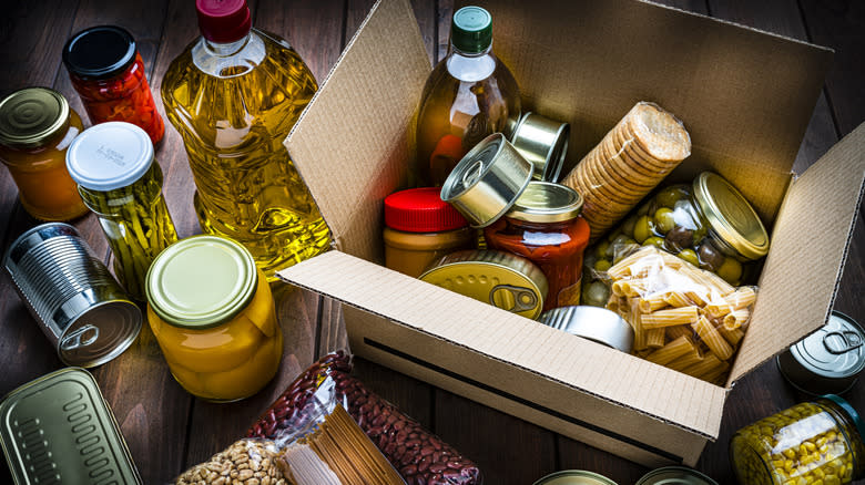 box with non-perishable food