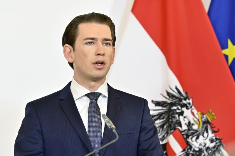 Austrian Chancellor Sebastian Kurz attends a news conference as the spread of coronavirus disease (COVID-19) continues in Vienn