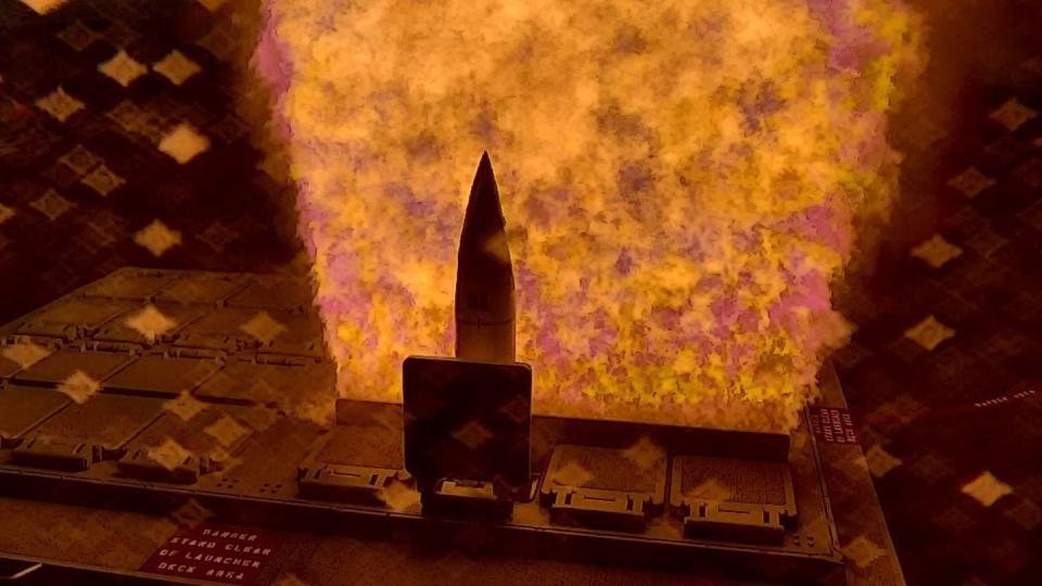 An SM-2 Block III missile is fired out of the forward vertical launching system aboard the destroyer John Finn on Sept. 17, 2022. (Lt. j.g. Jackson B. Miller/U.S. Navy)