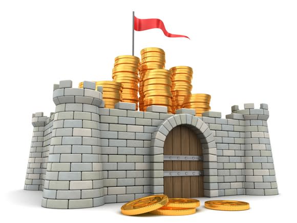 Cartoon castle with coins on it