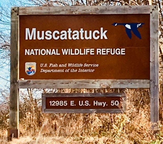 The entrance sign at Muscatatuck National Wildlife Refuge near Seymour.