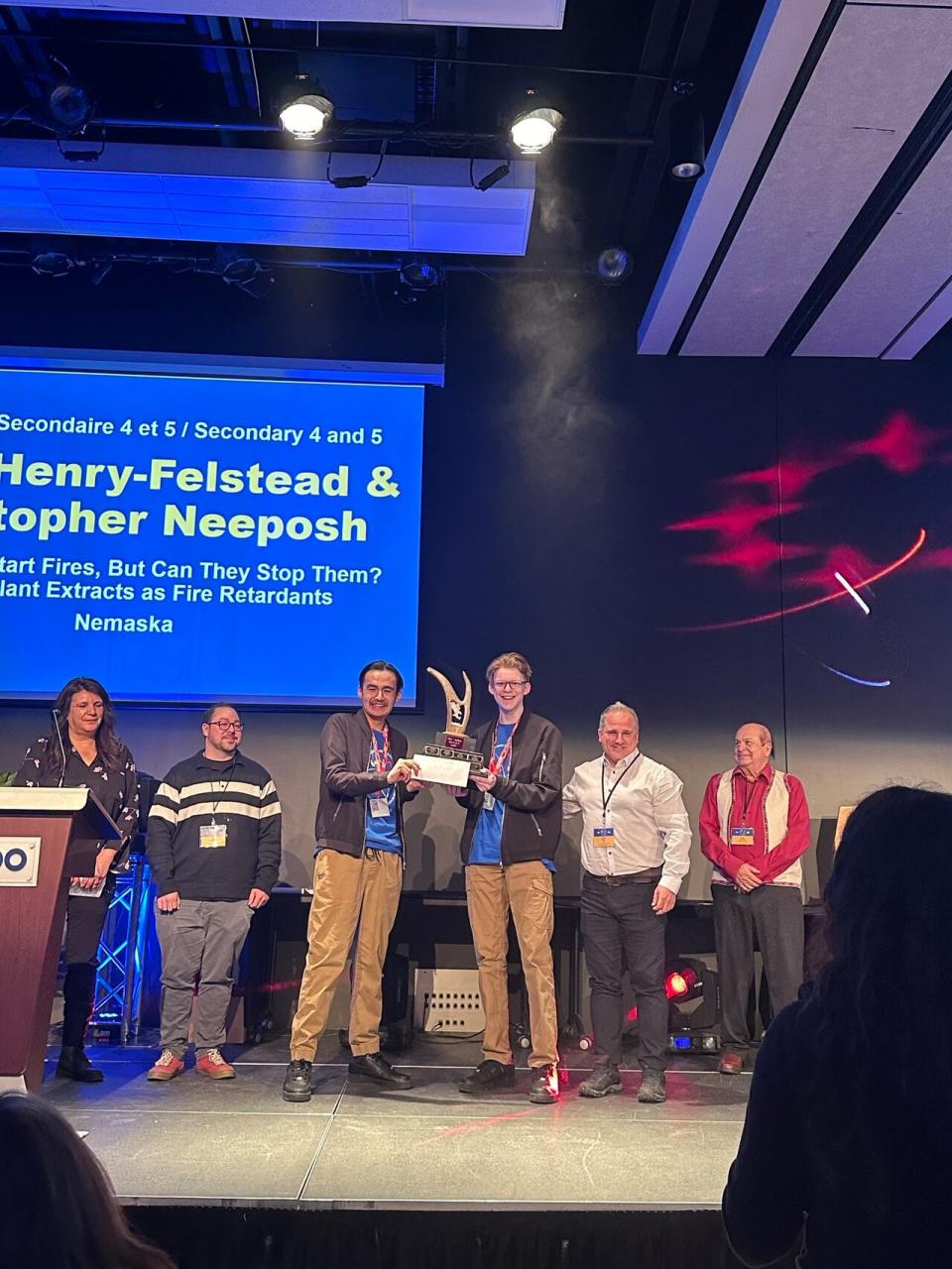 Kristopher Neeposh and Rory Henry-Felstead of Nemaska won first place at the 2024 Quebec Indigenous Science Fair.