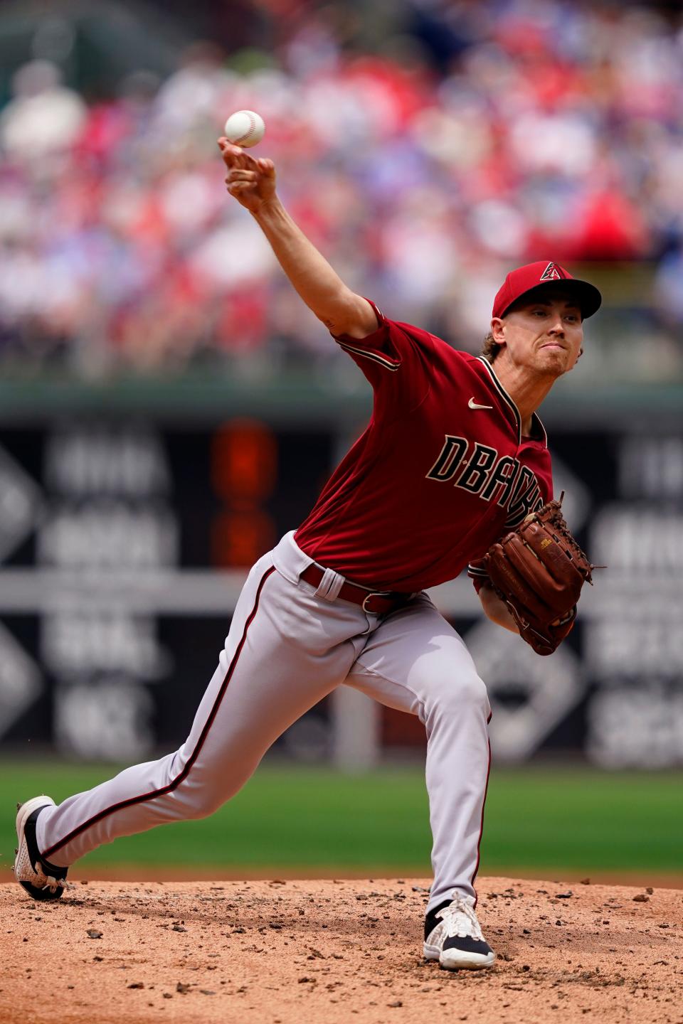 Arizona Diamondbacks' Luke Weaver pitches during the second inning of a baseball game against the Philadelphia Phillies, Sunday, June 12, 2022, in Philadelphia.