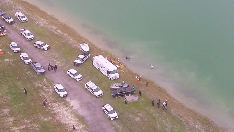 Drone image of efforts to find a man who went missing July 18, 2024, in McCarty Ranch Preserve in St. Lucie County.