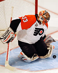 Brian Boucher figures to get the start in the Flyers' goal for Monday's Game 2