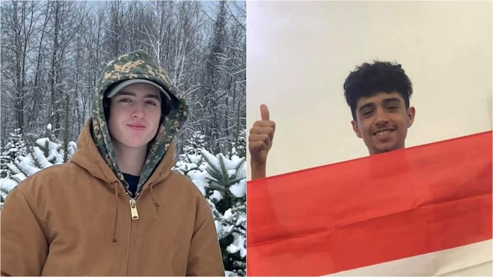 Riley Cotter, left, and Ahmed Ahmed, right, died after falling through ice on Ottawa's Rideau River on Dec. 27, 2023. The two teens were 17 years old, say family.