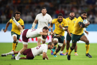 Marika Koroibete of Australia breaks Georgia’s defensive line to score his side’s second try in a 27 - 8 win. Cameron Spencer (Getty Images) captured the despairing lunges of the Georgia defence: “Koroibete is such a strong runner...I like the opposition players flying off him as he powers upfield.”