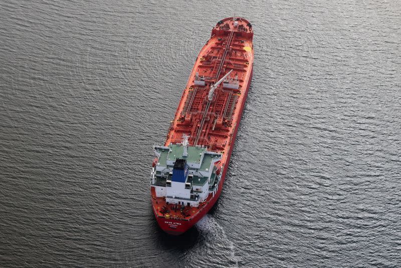 An oil tanker waits in line in the ocean outside the Port of Long Beach-Port of Los Angeles complex, amid the coronavirus disease (COVID-19) pandemic, in Los Angeles