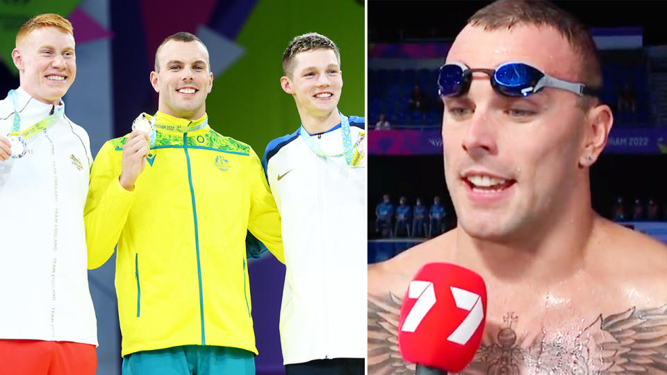 Kyle Chalmers spoke out after winning gold at the Commonwealth Games. Image: Getty/Channel 7