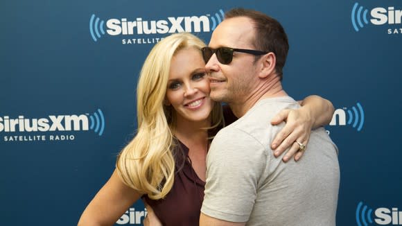 Jenny McCarthy and Donnie Wahlberg at a Sirius XM town hall media event.