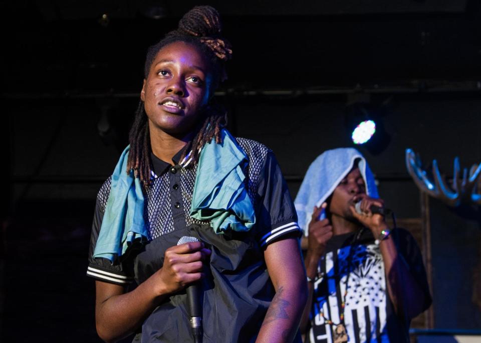 Blakchyl performs with Darrion 'Chi-Clopz' Borders in Mindz of a Different Kind in 2016. The crew, which grew out of the Cipher has toured France three times.