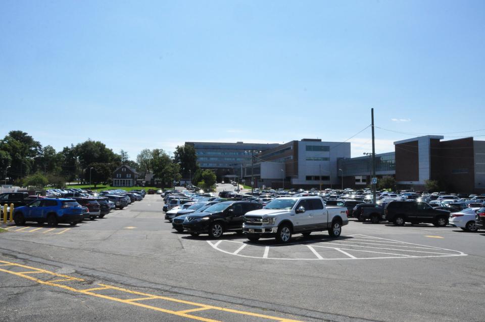 The Bayhealth Hospital, Kent Campus, employee parking lot on South State Street is full on Wednesday afternoon, Sept. 20, 2023.