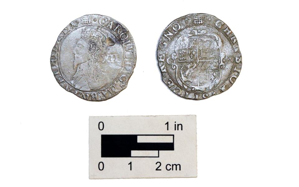 A 300-year old silver English shilling It was found during the current dig at the colonial fort at St. Mary's, Maryland.  - Historic St. Mary's City