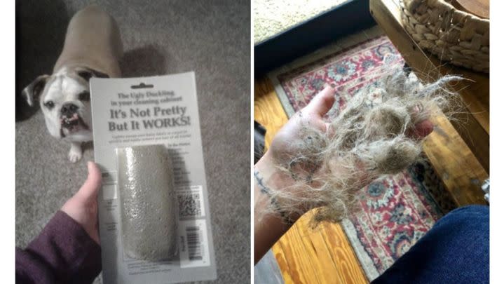 A pet hair removing-stone