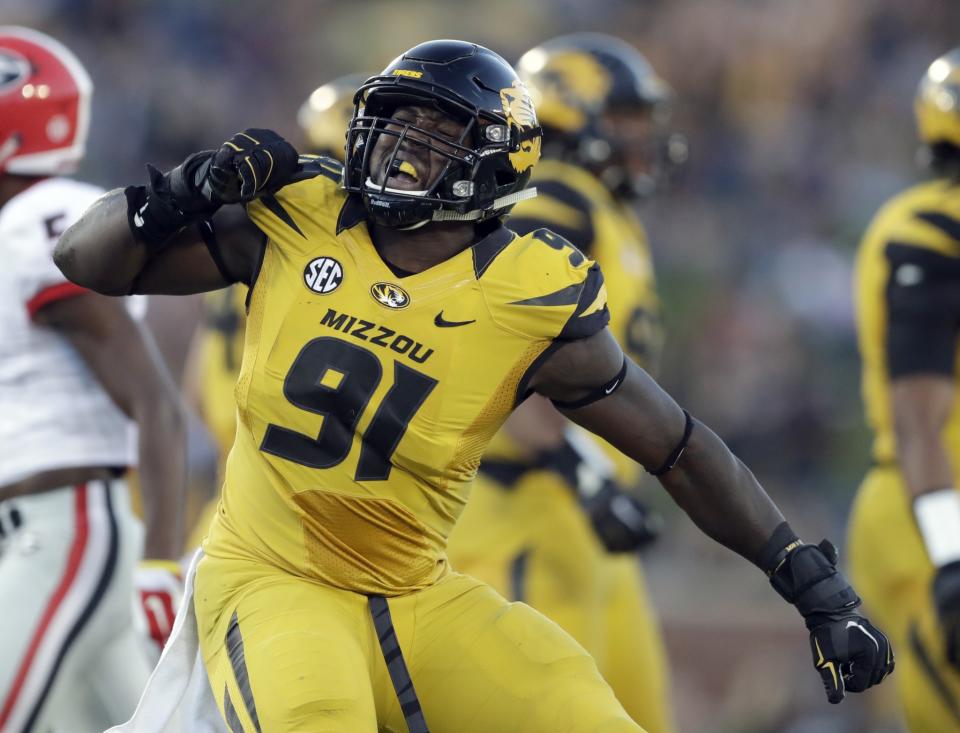 Mizzou DE Charles Harris is still raw but flashes fascinating potential. (AP)