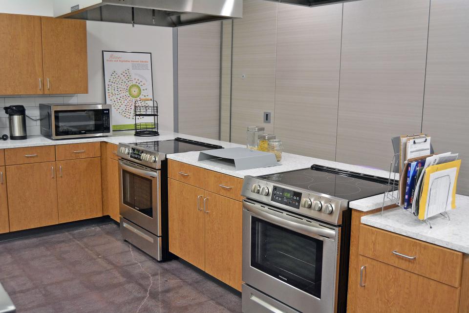 Demonstration and teaching kitchens are set up much like they are in a Food Bank Market client's home. Learning opportunities from Food Bank for Central and Northeast Missouri dietitians and guest chefs alike also are in the works.