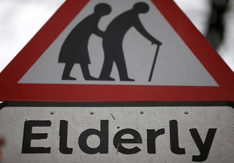 FILE PHOTO: A road sign warning drivers of elderly people crossing the road