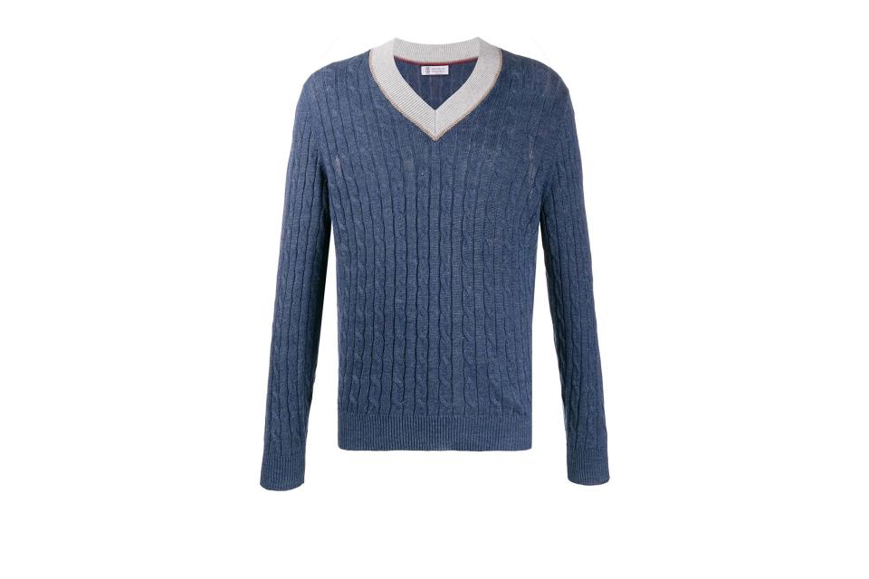 Brunello Cucinelli V-neck cable-knit sweater