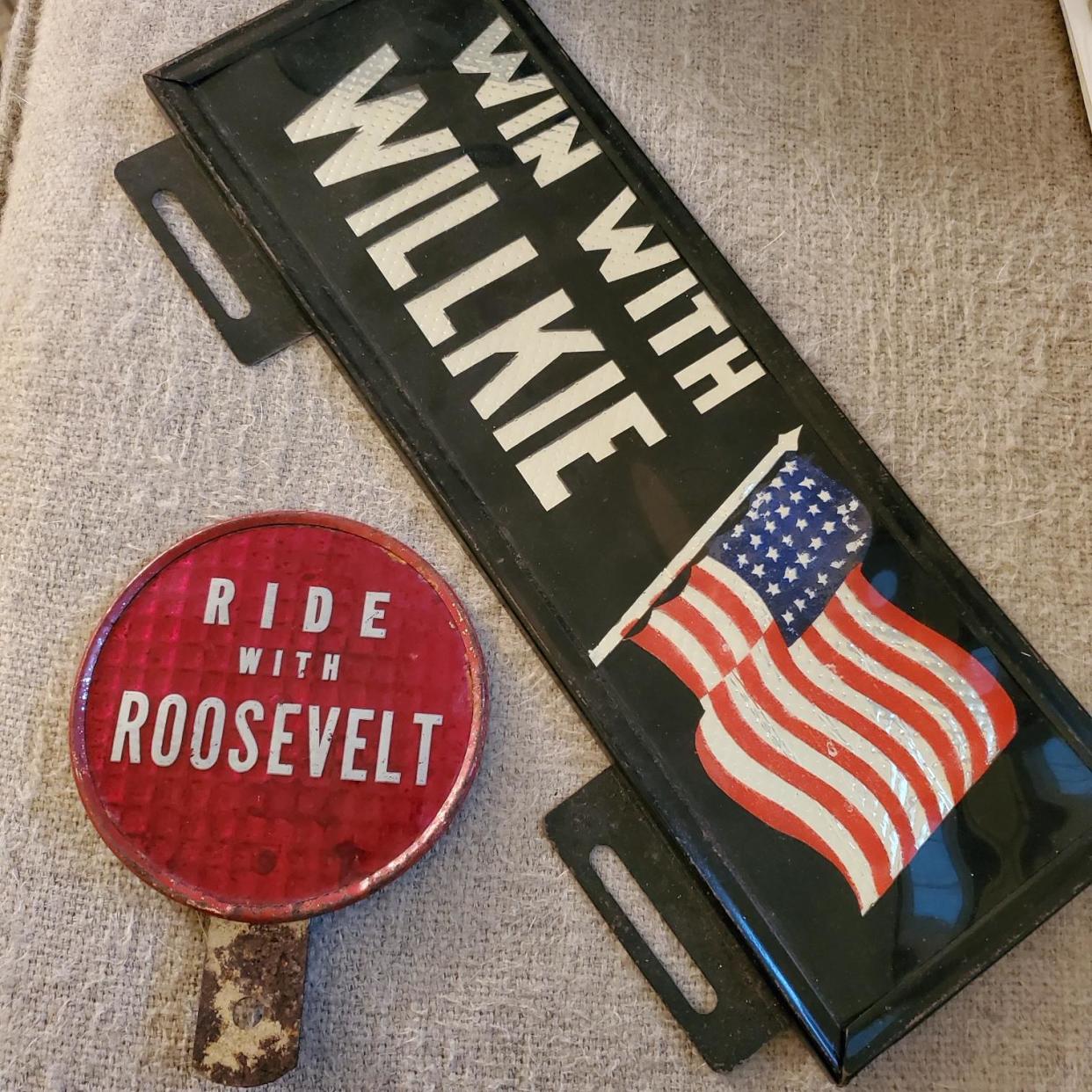 Political activist and retired attorney Susan Roman of Durham has long collected campaign memorabilia; some will be on display at the Portsmouth Athenaeum's Randall Gallery starting Feb. 16. Republican Wendell Willkie ran unsuccessfully against President Franklin D. Roosevelt in 1940.