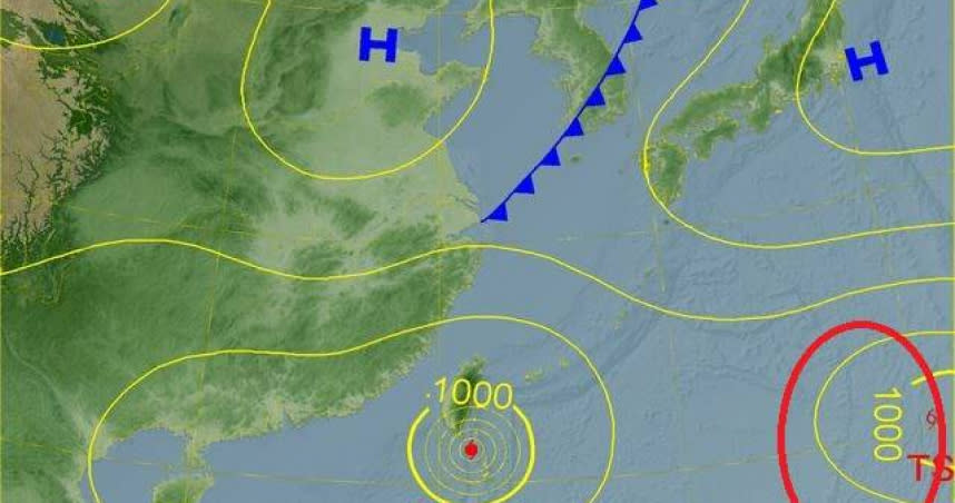 氣象局預估最快下週三會再生成新颱風（紅圈處）。（圖／氣象局）