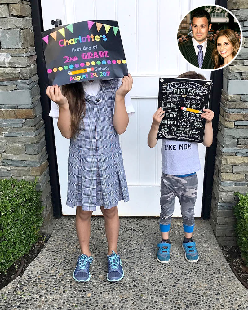 <p>“And just like that… one is back in school!!” Sarah Michelle Gellar wrote about her second-grader, Charlotte. She added, “Second one wishes he was.” LOL. (Photos: <a rel="nofollow noopener" href="https://www.instagram.com/p/BYYxe2yjjzb/?hl=en&taken-by=sarahmgellar" target="_blank" data-ylk="slk:Sarah Michelle Gellar via Instagram" class="link ">Sarah Michelle Gellar via Instagram</a>/Getty Images)<br><br></p>