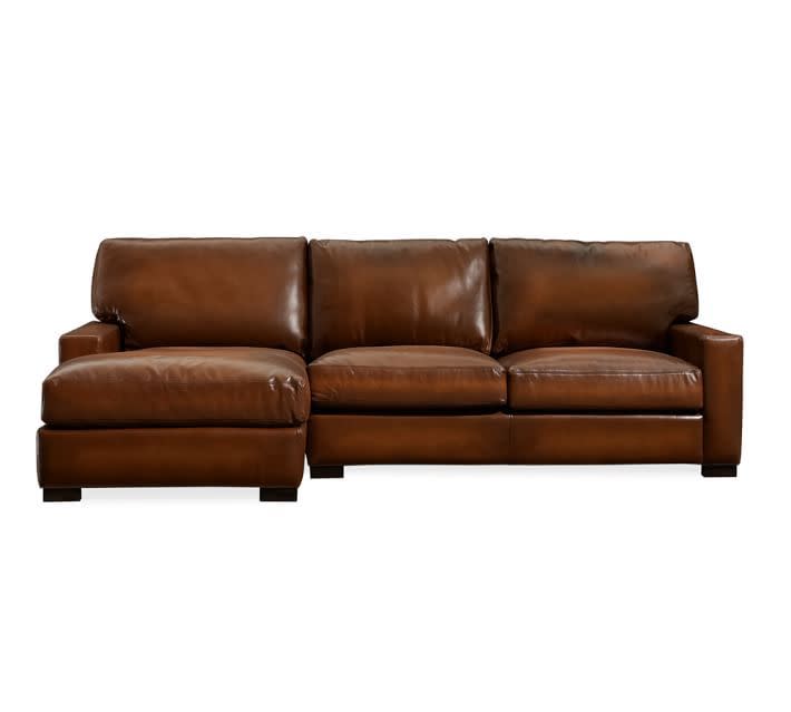 13) Turner Square Arm Leather Sofa Chaise