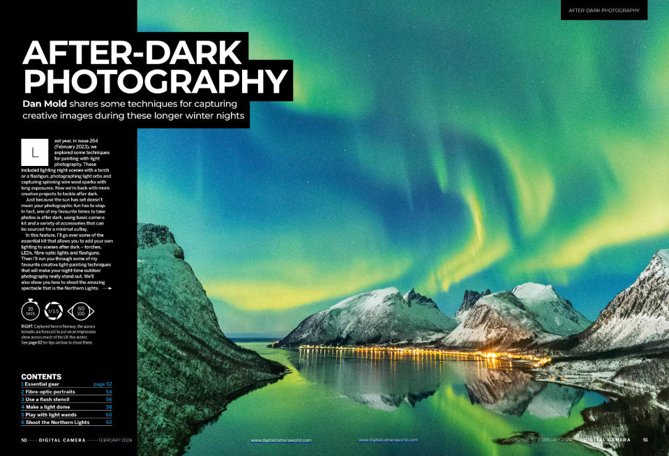 Image of first two pages of After Dark feature, Digital Camera magazine February 2024